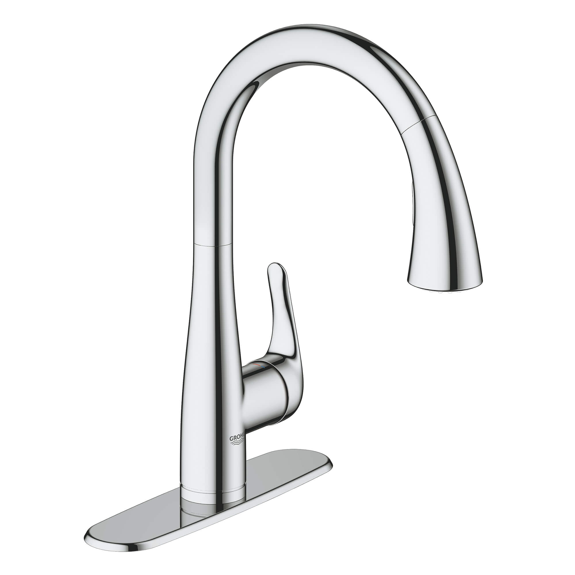 Single Handle Pull Down Kitchen Faucet Dual Spray 175 GPM GROHE CHROME